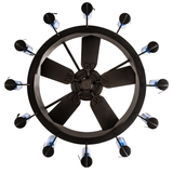 Bottom view of Tuscan Vineyard Chandel-Air displaying fan and full lighting.