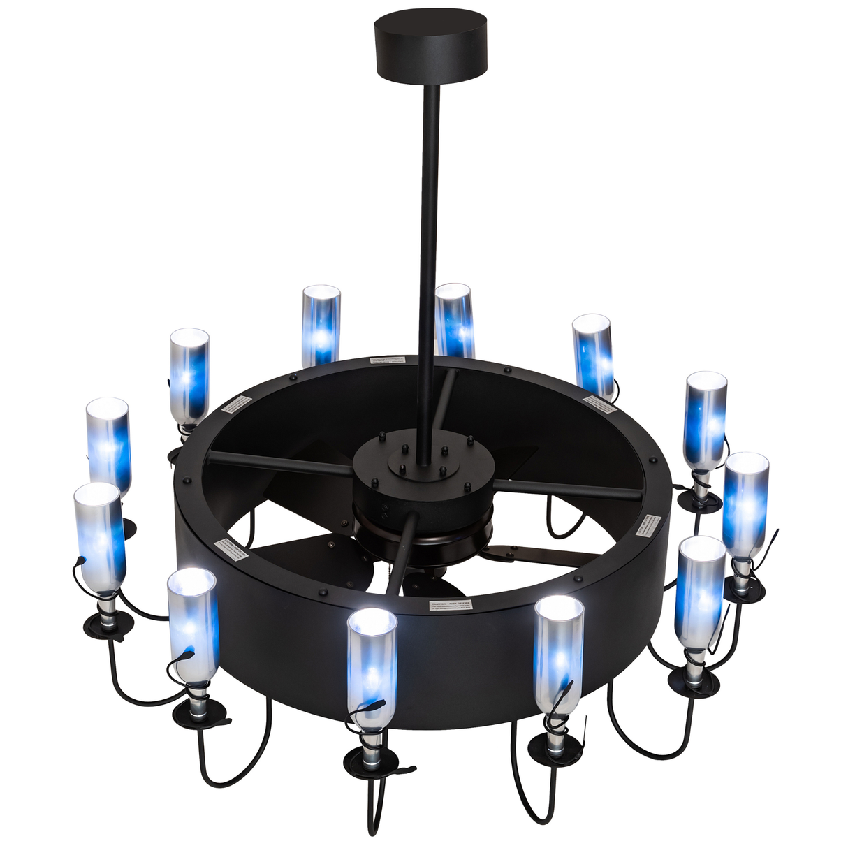 Top angle lit view of Chandel-Air showing fan and light arrangement.