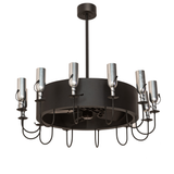 Unlit front angled view showing wine bottle lights and dark frame.