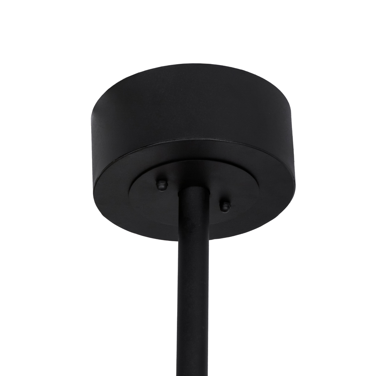 Closeup of canopy and suspension rod in black finish.