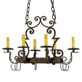 Elara 6-Light Pot Rack Chandelier with Shades & Scroll Accents, 28" Long