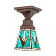 Front view of the 5" Valencia Mission Flushmount highlighting its handcrafted glasswork.