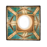 Bottom view of the Valencia Mission Mini Pendant displaying the stained glass detail and light bulb.
