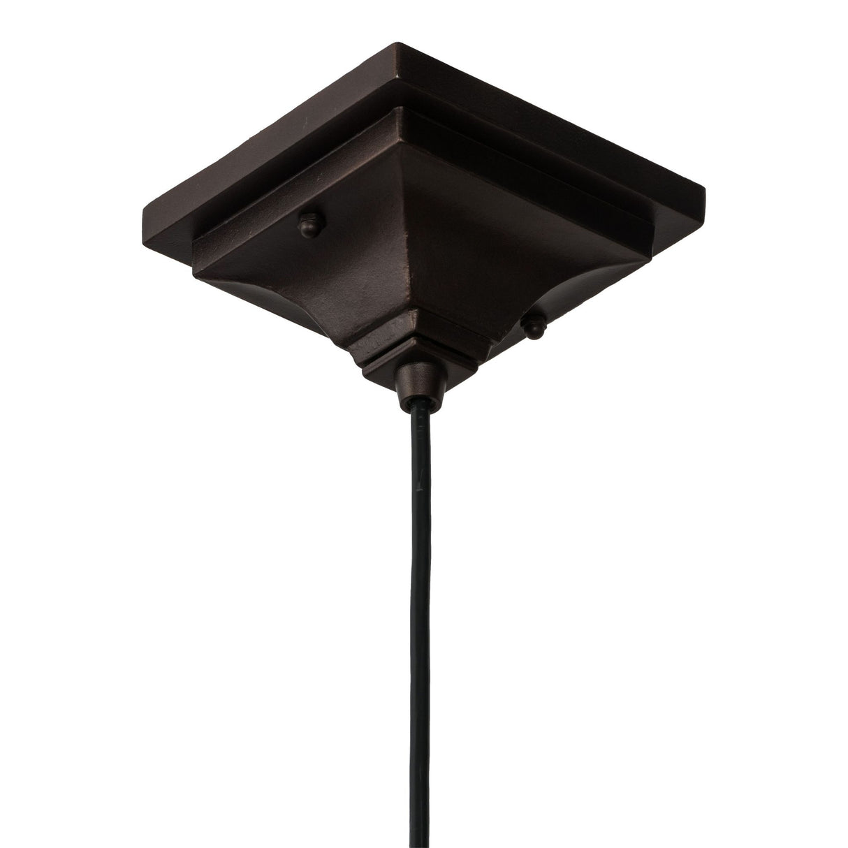 The ceiling plate of the Valencia Mission Mini Pendant showcasing its bronze finish.