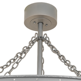 Ceiling canopy with chain connection and nickel finish.