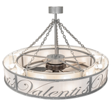 Overhead view of Valenti’s chandelier fan with chain suspension.