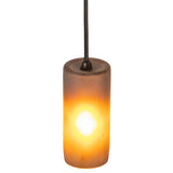 Top view of the Venice Frosted Amber Wine Bottle Mini Pendant illuminated.
