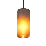 Venice Frosted Amber Wine Bottle Mini Pendant illuminated in warm amber glow.