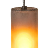 Top detail of the Venice Frosted Amber Wine Bottle Mini Pendant with amber glow.