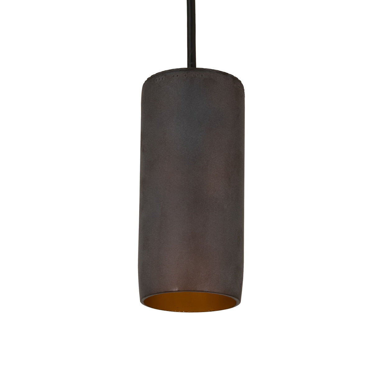 Venice Frosted Amber Wine Bottle Mini Pendant with frosted amber glass, unlit.