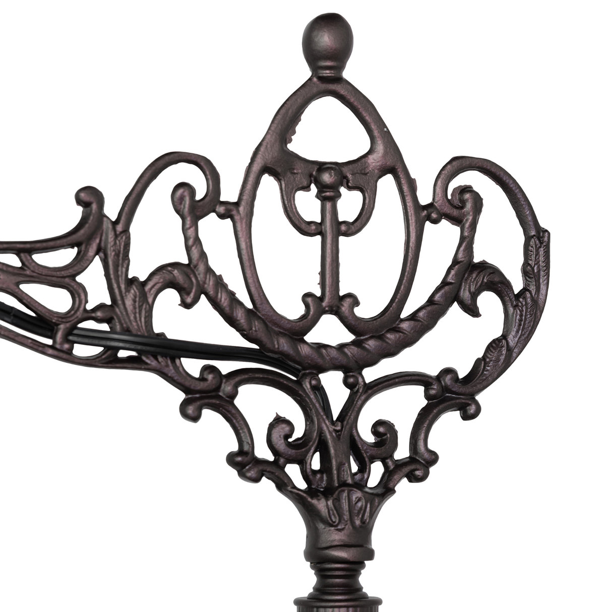 Detailed view of the Victorian-style bridge arm design.