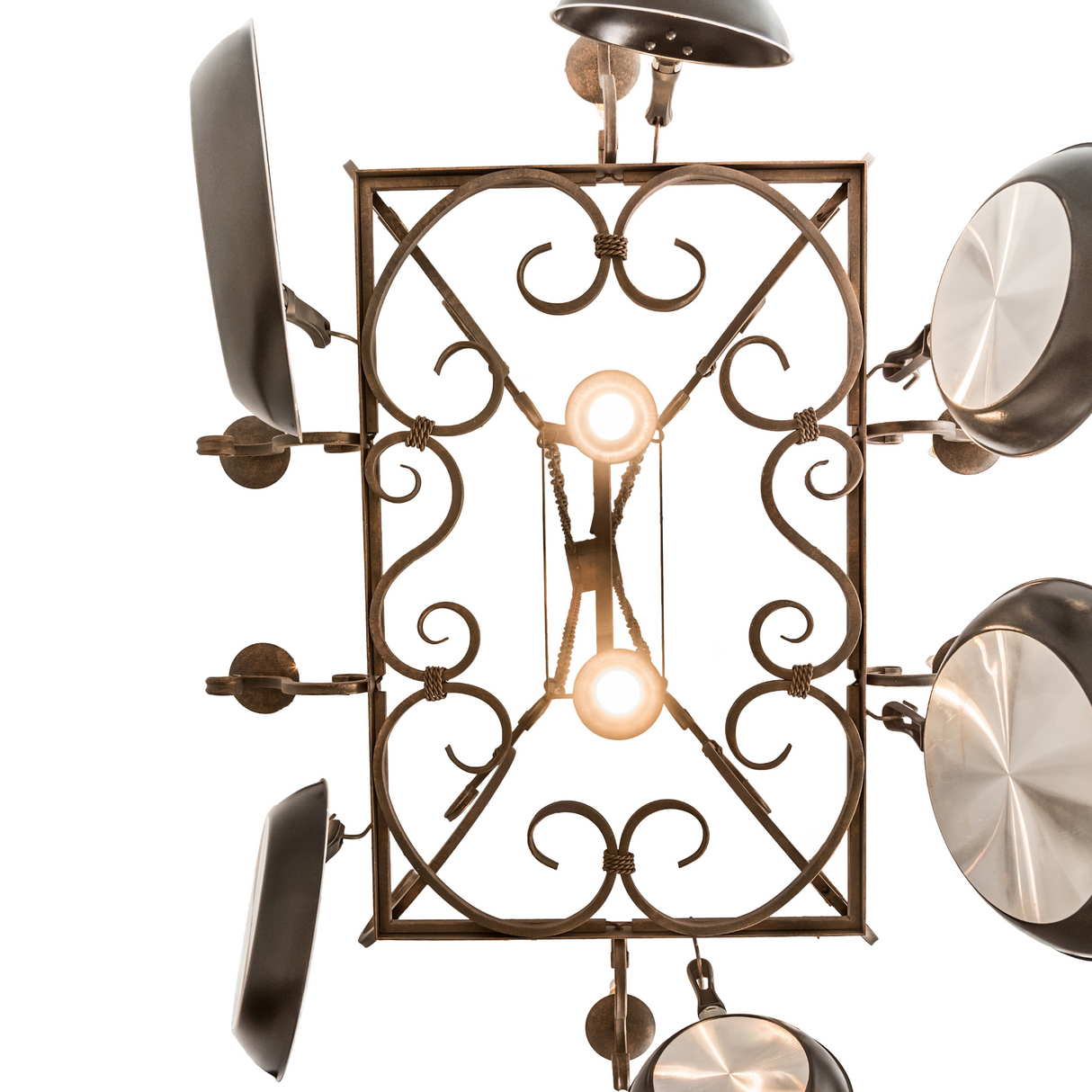Bottom view showing frame design of Vineyard pot rack.