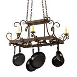 Side angle of Vineyard 8 Light Pot Rack chandelier.