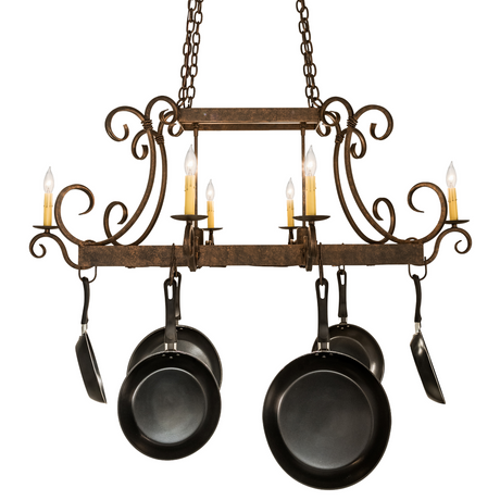 Front straight view of Vineyard 8 Light Pot Rack.