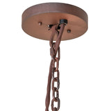 Detail view of canopy and hanging chain hardware for the Walden Pine chandelier.