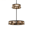 Front view of Whispering Pines 2-Tier Chandel-Air with lit mica shades.