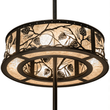 Downward angle showing illuminated mica diffuser and dual-tier lights.