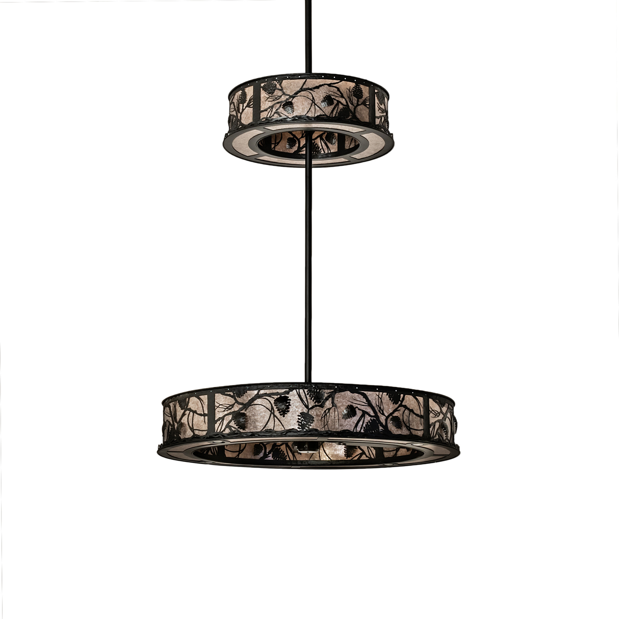 Unlit view highlighting pinecone motifs and layered metalwork details.