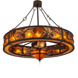 Angled lit view revealing integrated fan beneath glowing amber panels.