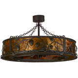 Angled unlit view highlighting pine branch details and metal finish.