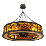 Whispering Pines Chandel-Air bottom angle with wood fan blades visible.