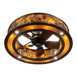Bottom view of Whispering Pines Chandel-Air showing fan and glowing panels.