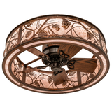 Whispering Pines Chandel-Air showing fan blades and lit mica diffuser.