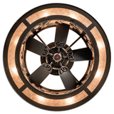 Bottom view showing integrated fan and light ring of Chandel-Air.