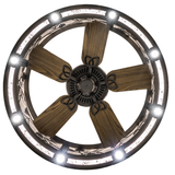 Bottom view displaying fan blades and mica illumination.