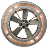 Bottom view of fan and lighting showing layered illumination design.