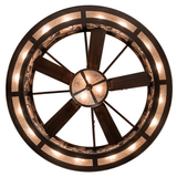 Bottom lit view revealing fan integration and circular light design.