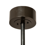 Close-up of ceiling canopy and bronze downrod mount.