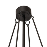 Close-up of canopy and suspension rods in textured black finish.