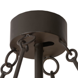 Canopy closeup showing dark bronze chain mount and clean metal finish.