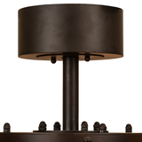Close-up of Whispering Pines Chandel-Air canopy and rod in Oil Rubbed Bronze finish.