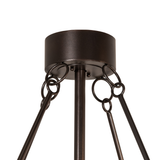 Detailed canopy view showing bronze suspension rods and chain accents.