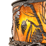 Detailed panel view showing handcrafted bronze pine branch accents.