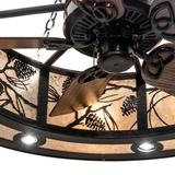 Whispering Pines Chandel-Air showing detailed fan blades and mica diffuser.