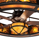Close-up of fan hub and illuminated amber mica center diffuser.