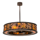 Front angle lit view of Whispering Pines Chandel-Air with glowing amber mica.
