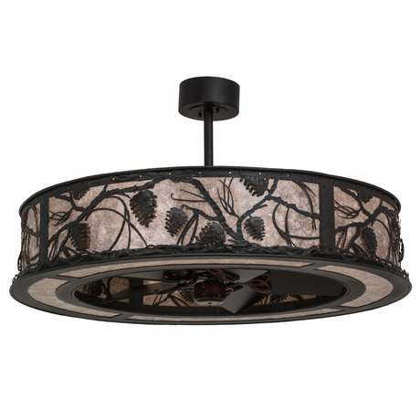 Front unlit view showing handcrafted pinecone design and textured black finish.