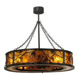 Front angled view showing fan and illuminated forest motif.