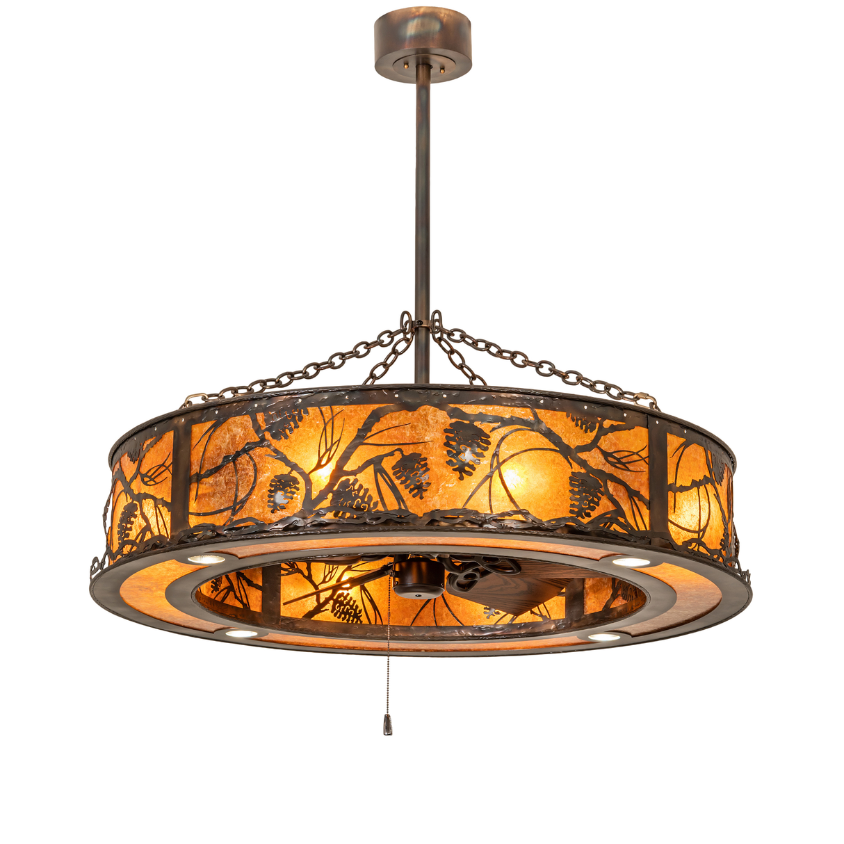 Whispering Pines Chandel-Air full room lit view with soft inner lighting and layered warmth.