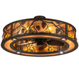 Whispering Pines Chandel-Air glowing with amber mica and pinecone details.