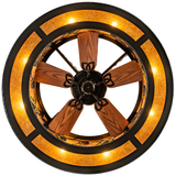 Bottom lit view of integrated fan with illuminated mica panels.