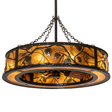 Angled lit view of Whispering Pines Chandel-Air with amber mica shade.