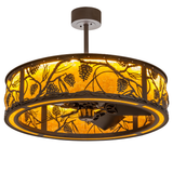 Whispering Pines Chandel-Air warmly lit front view showing amber mica glow.