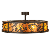 Side view of Whispering Pines Chandel-Air glowing with amber mica panels.