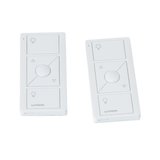 Pair of white remote controls for light and fan operation of Chandel-Air.