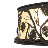 Close-up of Botticino Idalight and layered pinecone metalwork.